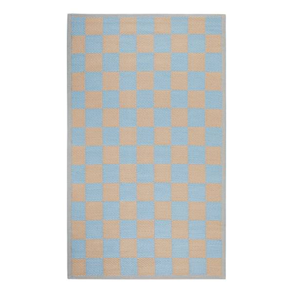 In-/Outdoorteppich COLOUR CLASH Karo - Polypropylen / recyceltes Material - Blau / Beige - 150 x 90 cm - Image 2