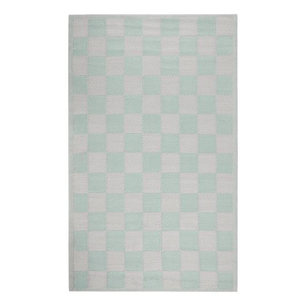 In-/Outdoorteppich COLOUR CLASH Karo - Polypropylen / recyceltes Material - Türkis - 150 x 90 cm - Image 2