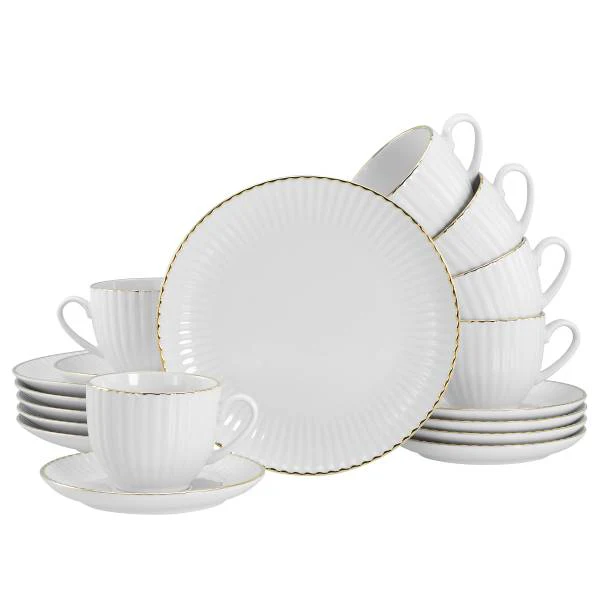 Kaffeeservice Allegra Goldband - Porzellan - Weiß