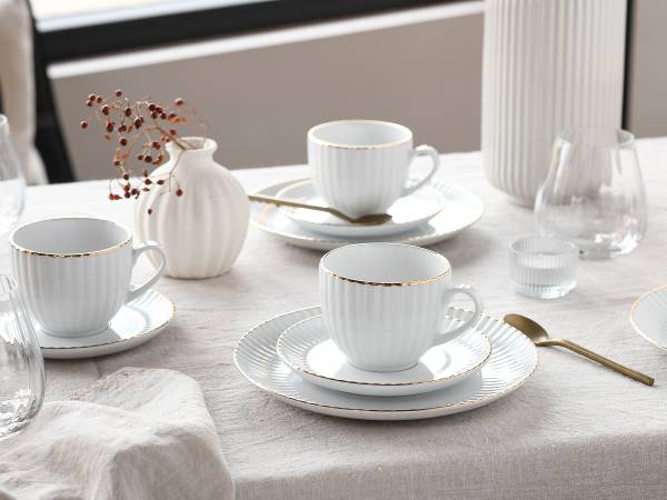 Kaffeeservice Allegra Goldband - Porzellan - Weiß - Image 3