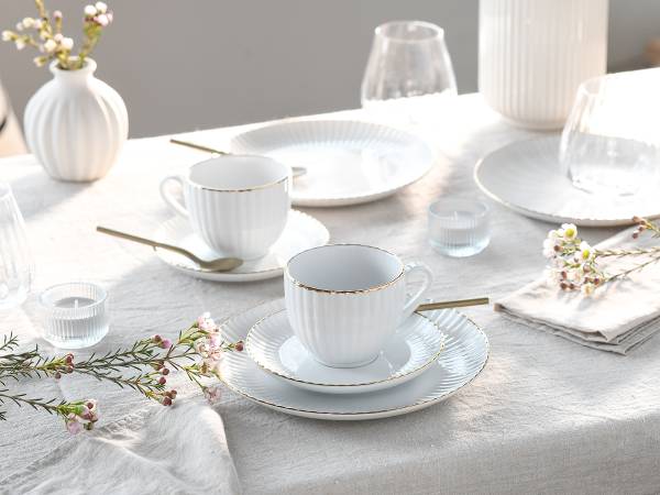 Kaffeeservice Allegra Goldband - Porzellan - Weiß - Image 4