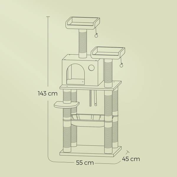 Katzenkratzbaum Inuid - Holzwerkstoff / Samt - Beige - Image 6
