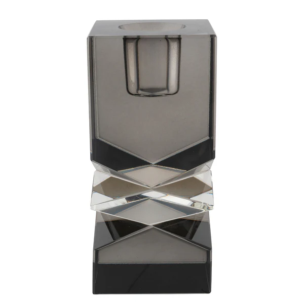 Kerzenhalter Mira - Kristallglas - Grau