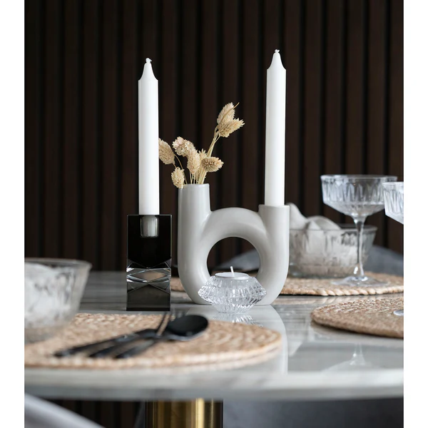 Kerzenhalter Mira - Kristallglas - Grau - Image 2