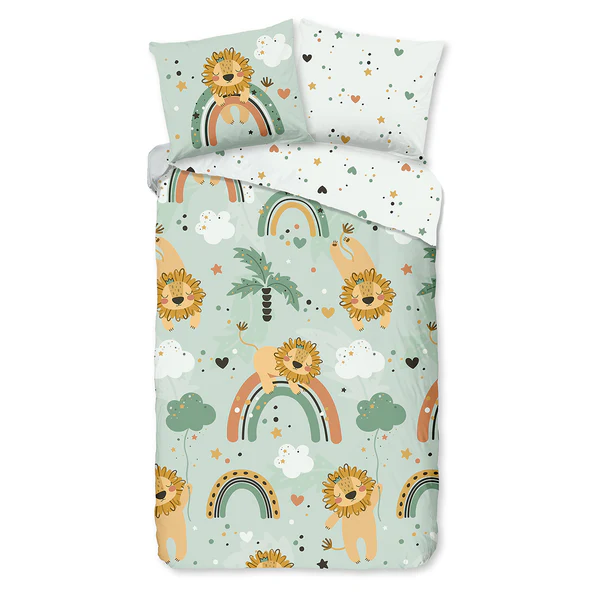 Kinderbettwäsche Lions - Baumwolle - 140 x 240 cm - Grün - 140 x 240 cm