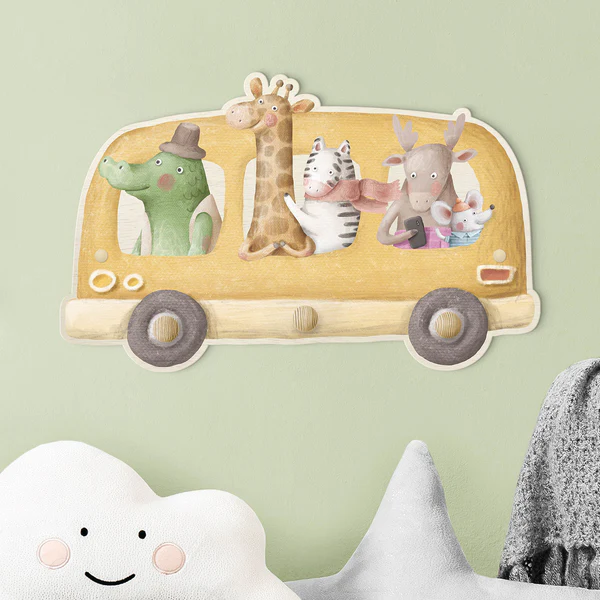 Kindergarderobe Bus voller Tiere - Mehrfarbig - Image 4