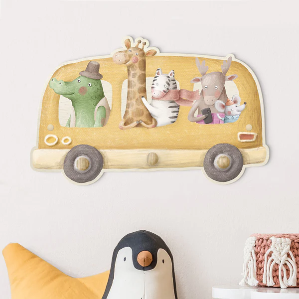 Kindergarderobe Bus voller Tiere - Mehrfarbig - Image 5
