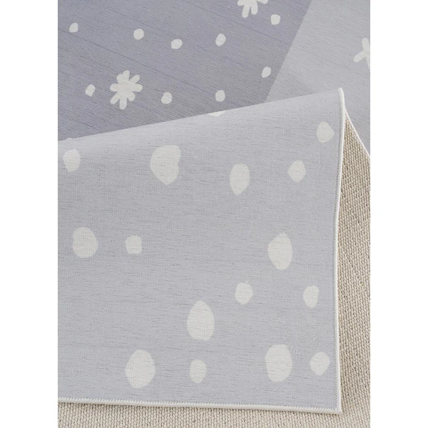 Kinderteppich Patchwork - Polyester / Baumwolle - Hellgrau / Weiß - 90 x 160 cm - Image 4