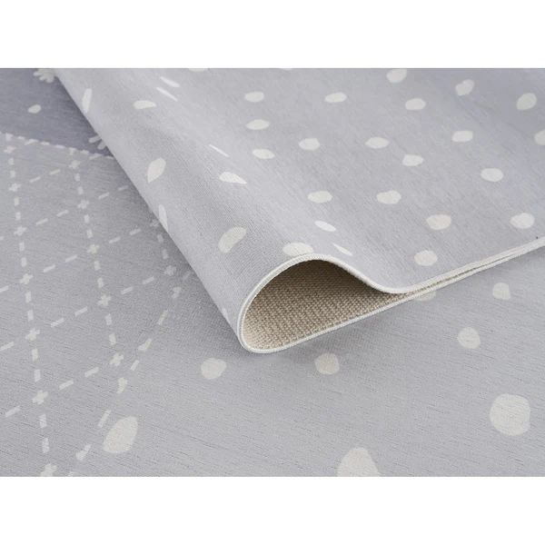 Kinderteppich Patchwork - Polyester / Baumwolle - Hellgrau / Weiß - 90 x 160 cm - Image 5