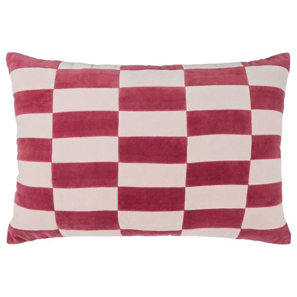 Kissen CHECKER VELVET - Baumwolle - Hellrosa