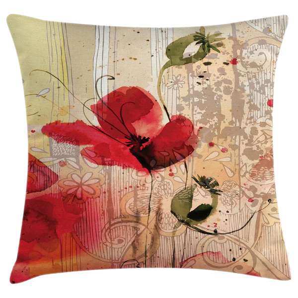 Kissenbezug Retro Blumenmuster - Polyester - Mehrfarbig - 40 x 40 cm