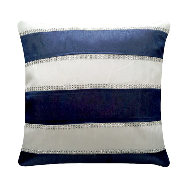 Kissenbezug Streifen - Blau - Weiß - Textil - 45 x 45 cm