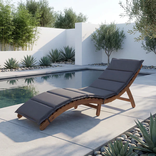 Klappbare Gartenliege Yomi - Akazie massiv / Webstoff - Anthrazit - Image 2