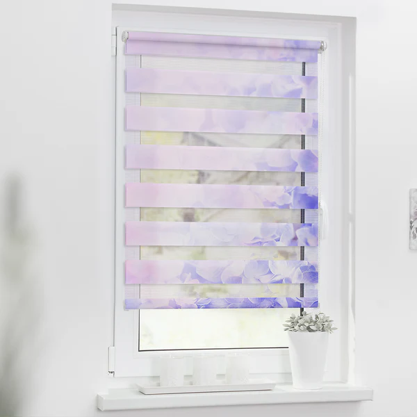 Klemmfix Duo Rollo Hortensie - Polyester - Lila - 90 x 150 cm - Image 2