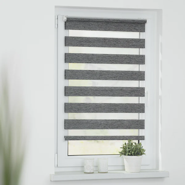 Klemmfix Duo Rollo meliert - Polyester - Grau - 100 x 150 cm - Image 4