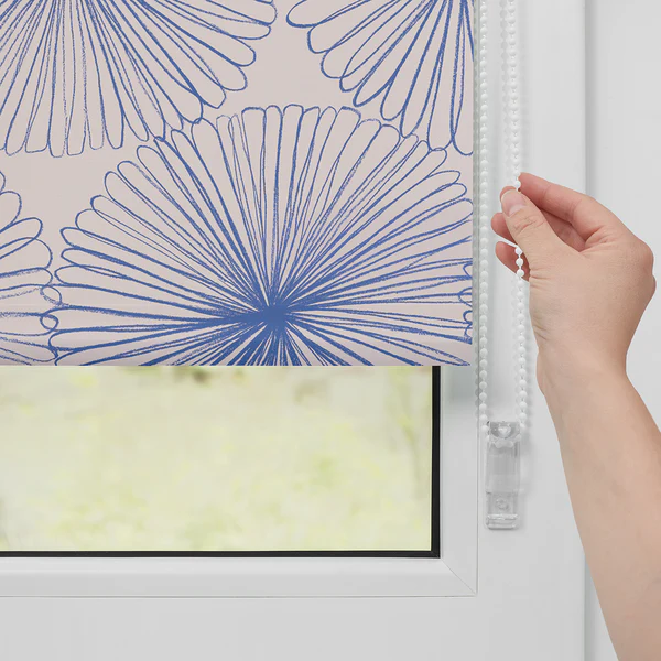 Klemmfix Rollo Flower Wheel - Polyester - Blau - 60 x 150 cm - Image 2