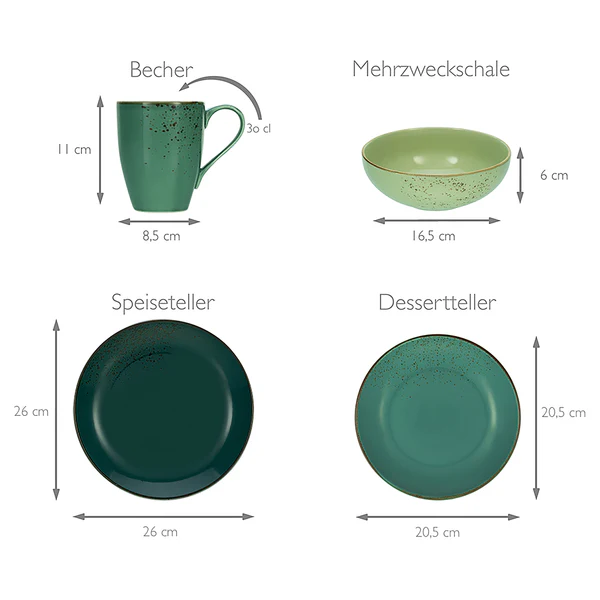 Kombiservice Nature Collection - Steinzeug - 16-teilig - Grün - Image 7