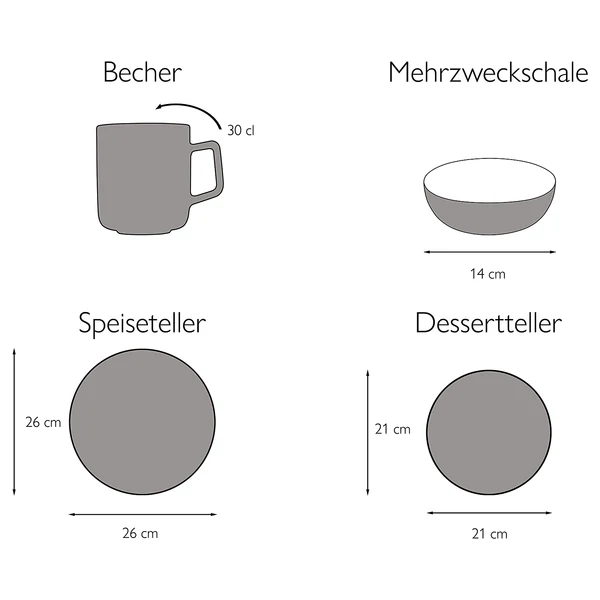 Kombiservice Zwiebelmuster (16-teilig) - Porzellan - Mehrfarbig - 16-teilig - Image 3