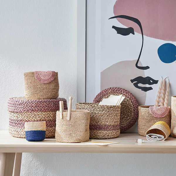 Korb ISALO - Raffia - Rosa - Image 2