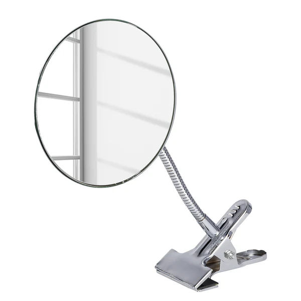 Kosmetikspiegel Clip - Silber - Stahl - Spiegelglas - 15 x 27 cm
