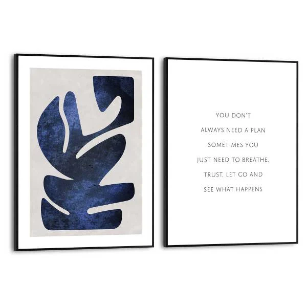 Kunstdruck Abstract Blue 2er-Set - MDF - Blau / Weiß