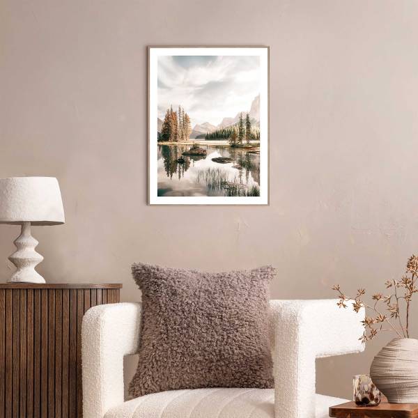 Kunstdruck Bergsee - MDF - Beige - Image 2
