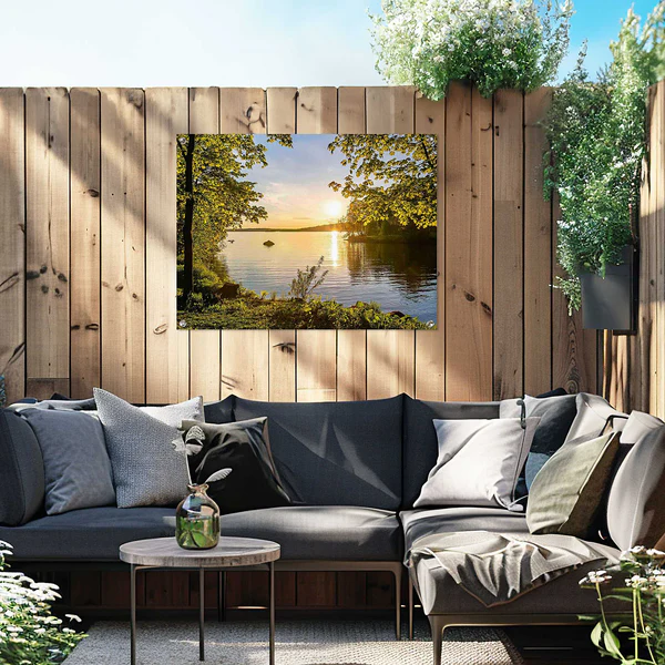 Kunstdruck Sonnenuntergang am See - PVC - Grün - 60 x 80 cm - Image 2