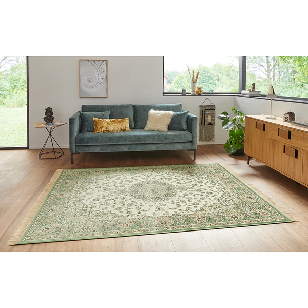 Kurzflorteppich Antik Nain - Viskose / Baumwolle - Grün - 95 x 140 cm - Image 2
