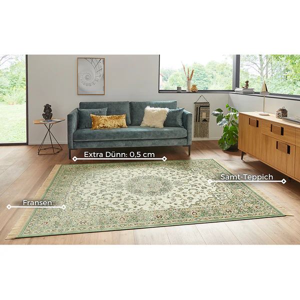 Kurzflorteppich Antik Nain - Viskose / Baumwolle - Grün - 95 x 140 cm - Image 4