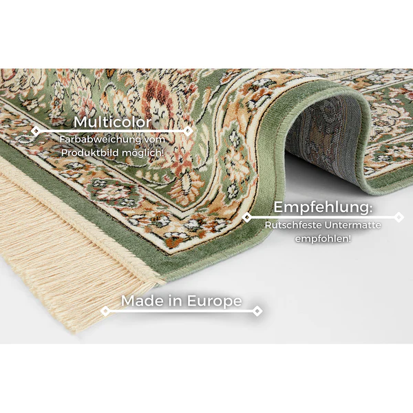 Kurzflorteppich Antik Nain - Viskose / Baumwolle - Grün - 95 x 140 cm - Image 5