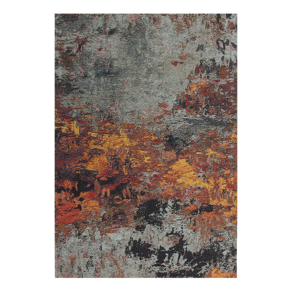 Kurzflorteppich Blaze Fire - Mischgewebe - Grau / Rot - 155 x 230 cm