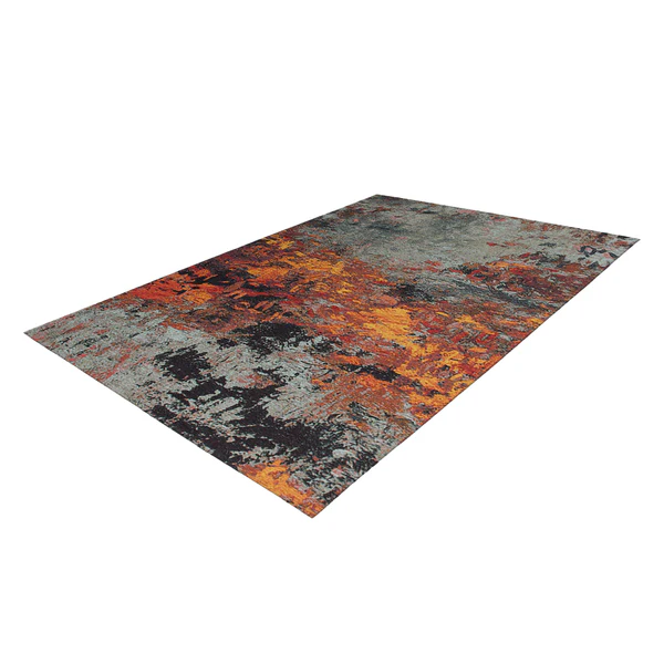 Kurzflorteppich Blaze Fire - Mischgewebe - Grau / Rot - 155 x 230 cm - Image 3