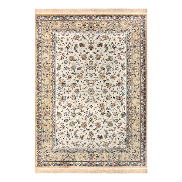 Kurzflorteppich Djamila - Viskose / Baumwollstoff - Creme - 135 x 195 cm