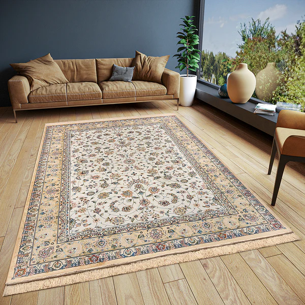 Kurzflorteppich Djamila - Viskose / Baumwollstoff - Creme - 135 x 195 cm - Image 2