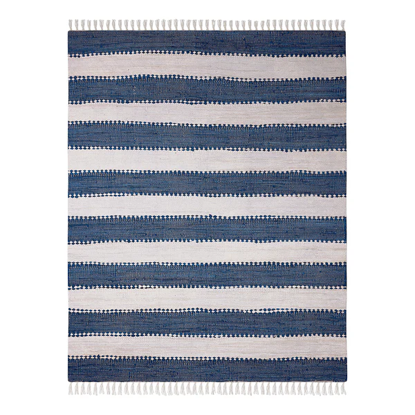 Kurzflorteppich Maher - Baumwolle - Blau - 150 x 80 cm - Blau - 150 x 80 cm