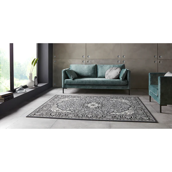Kurzflorteppich Skazar Isfahan - Polypropylen - Dunkelgrau - 80 x 150 cm - Image 2
