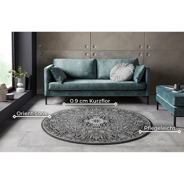 Kurzflorteppich Skazar Isfahan - Polypropylen - Dunkelgrau - 80 x 150 cm - Image 4