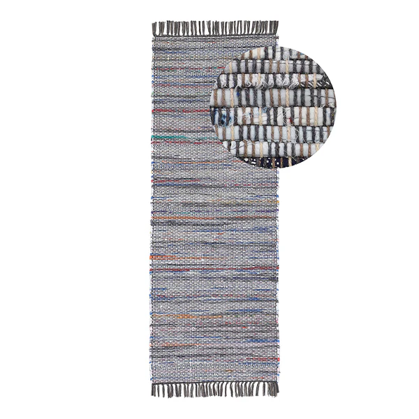 Läufer Kelim Chindi - Baumwolle / Polyester - Grau - 75 x 240 cm