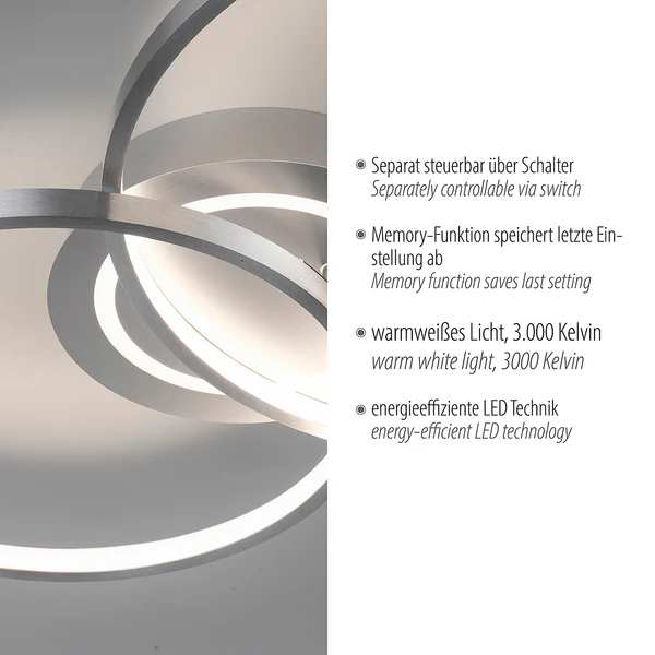 LED-Deckenleuchte Asmina - Eisen / Aluminium - 2-flammig - Silber - Image 12