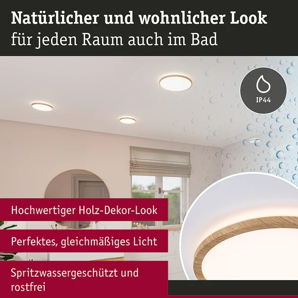 LED-Deckenleuchte Atria Shine Rund Oak - Kunststoff / Eiche Optik - Braun - 1-flammig - Durchmesser: 19 cm - Warmweiß - Image 5