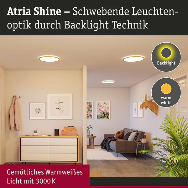 LED-Deckenleuchte Atria Shine Rund Oak - Kunststoff / Eiche Optik - Braun - 1-flammig - Durchmesser: 42 cm - Warmweiß - Image 4