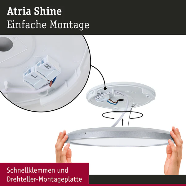 LED-Deckenleuchte Atria Shine Rund Oak - Kunststoff / Eiche Optik - Braun - 1-flammig - Durchmesser: 42 cm - Warmweiß - Image 6
