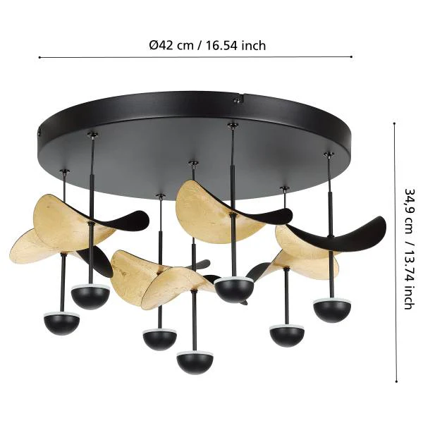 LED-Deckenleuchte Dracera - Stahl - Schwarz / Gold - 7-flammig - Image 6