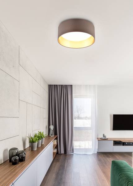 LED-Deckenleuchte Locarno - Kunststoff - 1-flammig - Taupe / Gold - Image 2