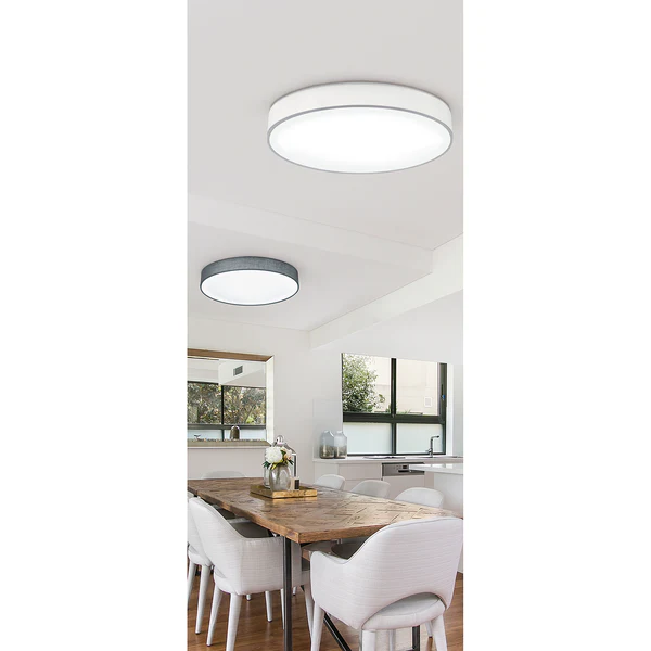 LED-Deckenleuchte Lugano I - Mischgewebe / Nickel - 1-flammig - Weiß - Durchmesser: 40 cm - Image 2