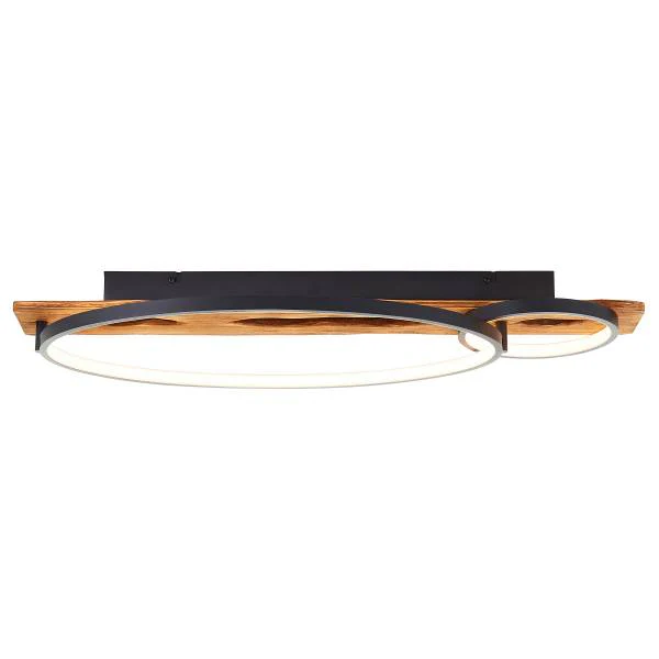LED-Deckenleuchte Pirus - Eisen / Kiefer - Schwarz - 1-flammig - Image 4