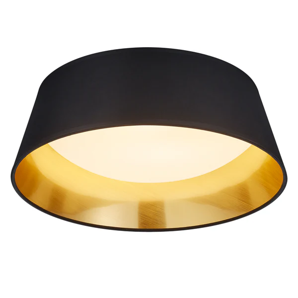 LED-Deckenleuchte Ponts - Baumwollstoff - 1-flammig - Tiefschwarz - Durchmesser: 34 cm