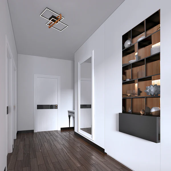 LED-Deckenleuchte Seramena - Aluminium / Eiche Massiv - Schwarz - 32 x 51 cm - Flammenanzahl: 2 - Image 2