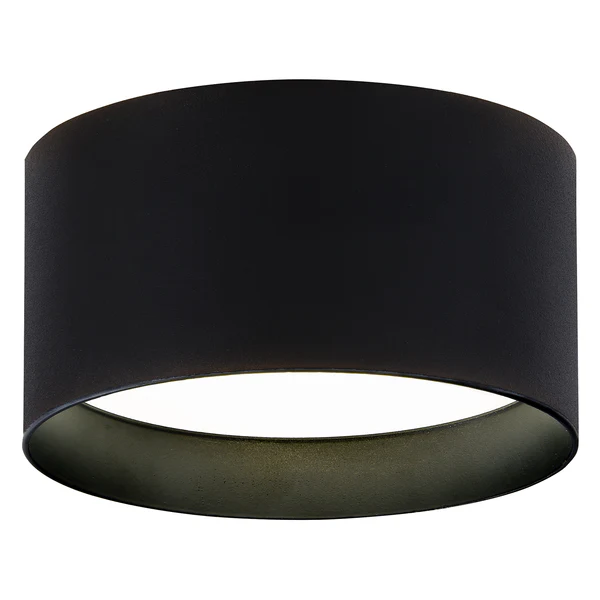 LED-Deckenleuchte Trios - Mischgewebe / Aluminium - 2-flammig - Schwarz - Durchmesser: 14 cm