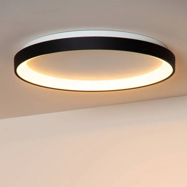 LED-Deckenleuchte Vidal - Acrylglas - Schwarz - Durchmesser: 48 cm